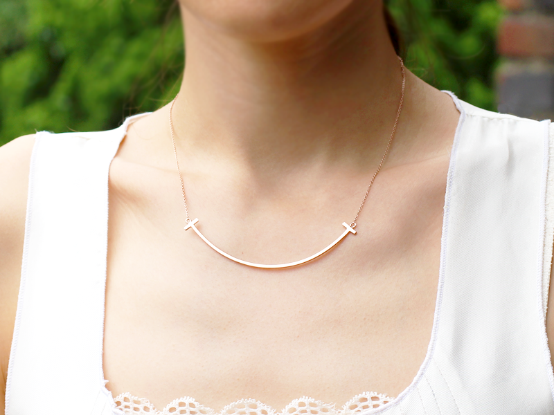 tiffany t smile necklace rose gold