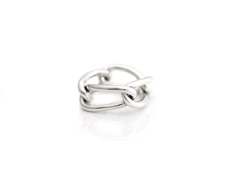 Silver Bold Long Chain Ring - 925 sterling silver trendy fashion jewelry