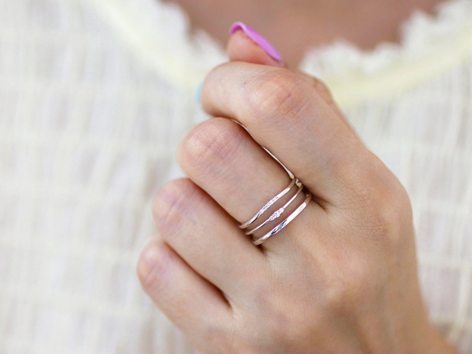 CZ Triple Spacer Ring Wrap Rose Gold